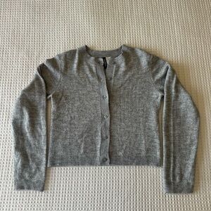 H&M Light Grey Button-Front Crewneck Cardigan